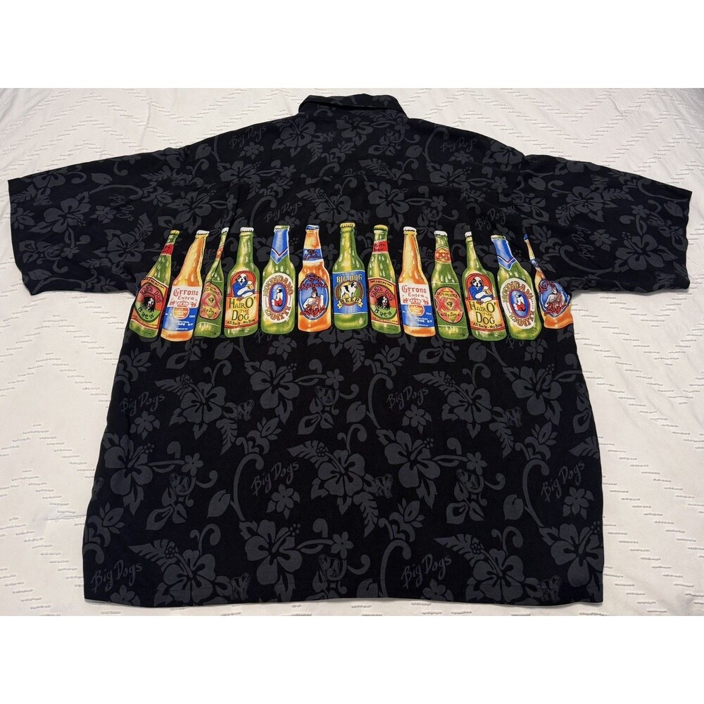 Big Dogs Shirt Men’s Size XL Black Beer Cerveza Short Sleeve USA Beach Y2K